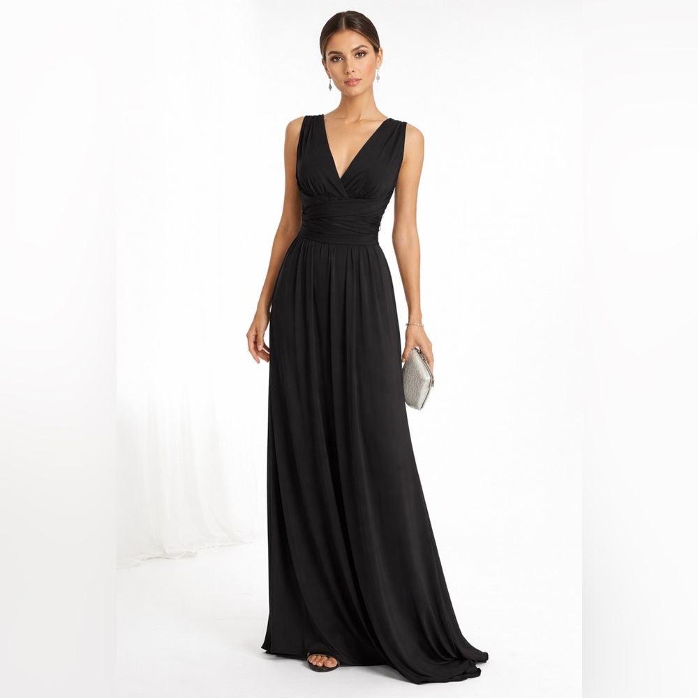 Black Sleeveless Maxi Gown Formal Event Minimalist Evening Dress Size 6 Gala 90s - Picture 13 of 13